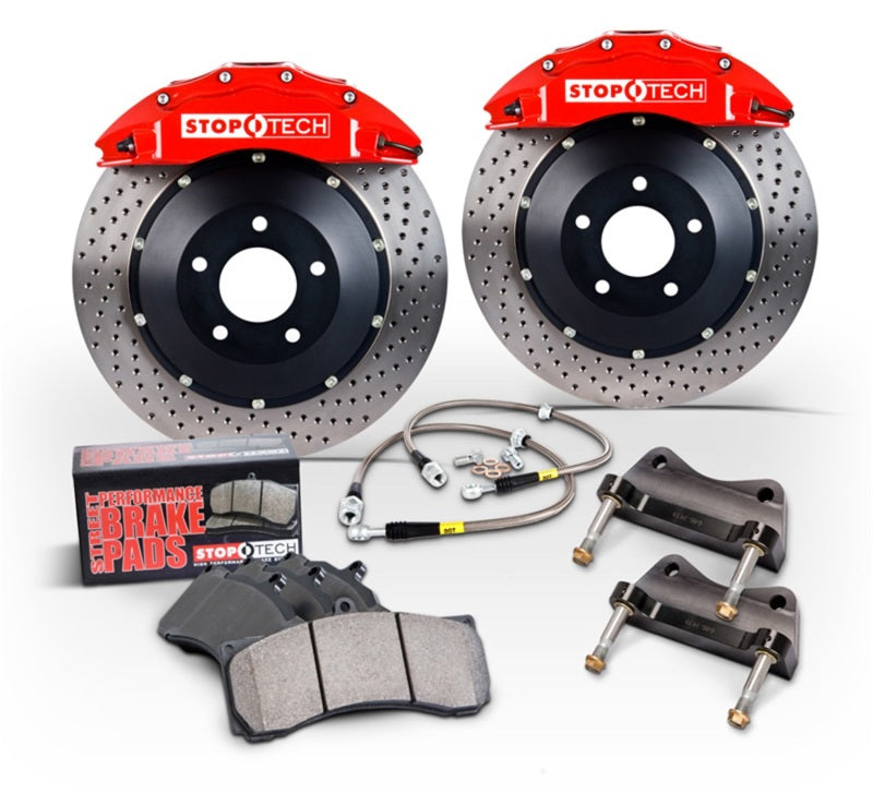 StopTech 09 Hyundai Genesis Coupe Rear BBK w/Red ST-41 Calipers & 2-Piece Rotors