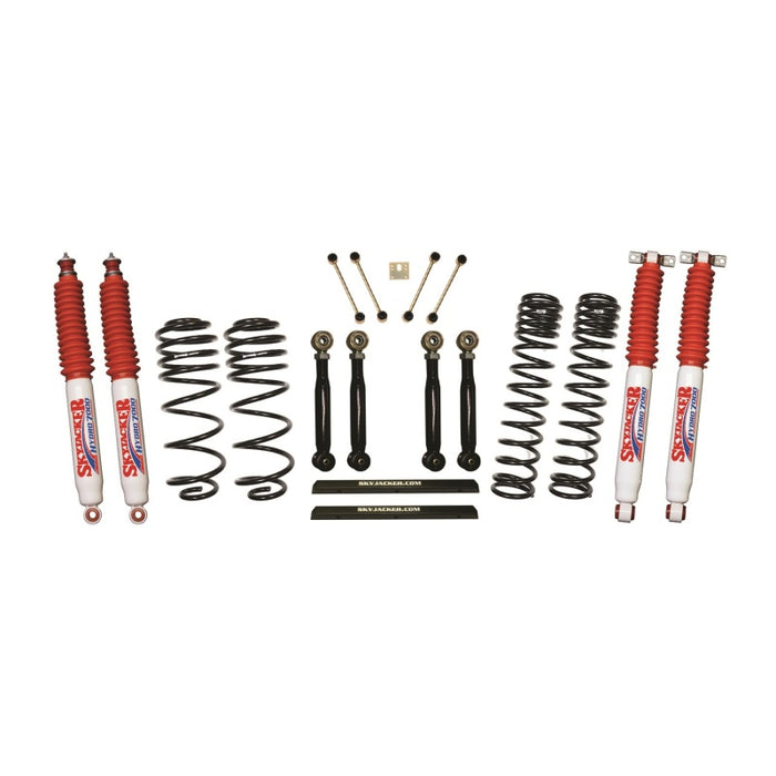 Kit de débattement long D-Rate 4 pouces pour Jeep TJ Skyjacker 03-06 avec biellettes flexibles inférieures avant/arrière réglables/amortisseurs Hydro 7000