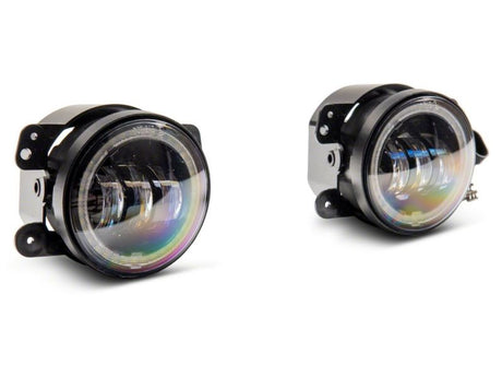 Phares antibrouillard à DEL Devil Eyes de 4 po avec halo pour Jeep Wrangler JK Axial Series 07-18 de Raxiom