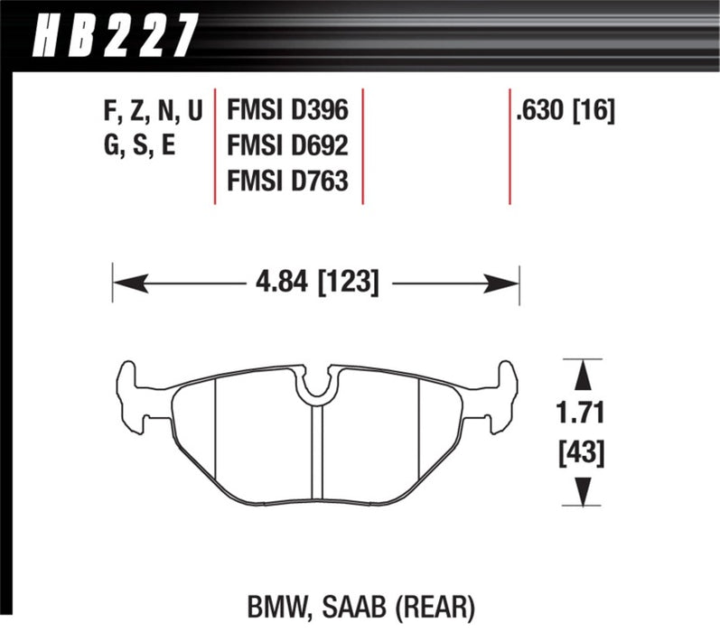 Plaquettes de frein arrière Hawk Race Blue 9012 pour BMW Série 3/5/7 / M3 / Z3 / Z4