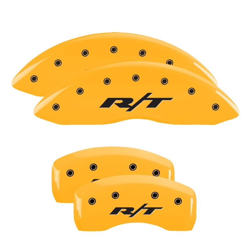 MGP 4 Caliper Covers Engraved Front C5/Corvette Engraved Rear C5/Z06 Yellow finish black ch