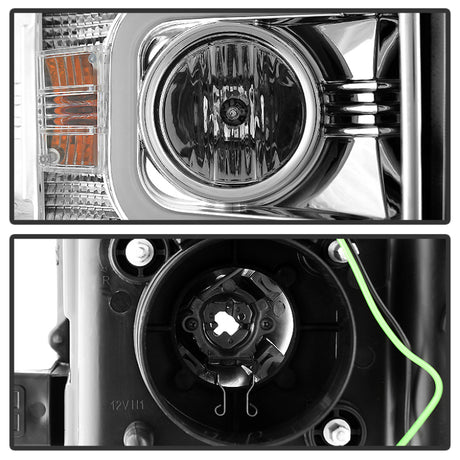 Phares de projecteur Spyder Chevy Silverado 2014-16 2500 HD avec barre lumineuse DRL Chrm PRO-YD-CSHD14-LBDRL-C
