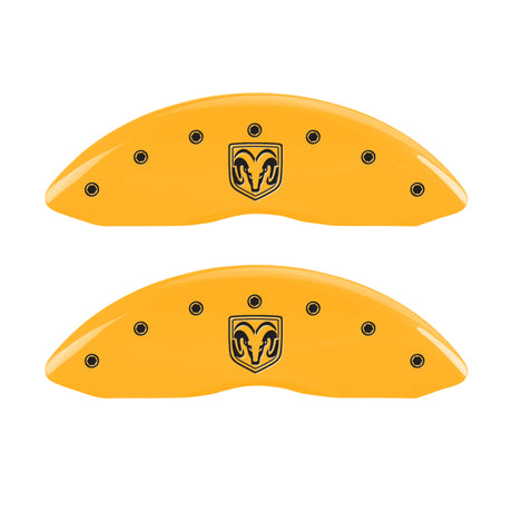 MGP 4 Caliper Covers Engraved Front Ram Rear Ramhead Yellow Finish Black Char 2007 Dodge Durango