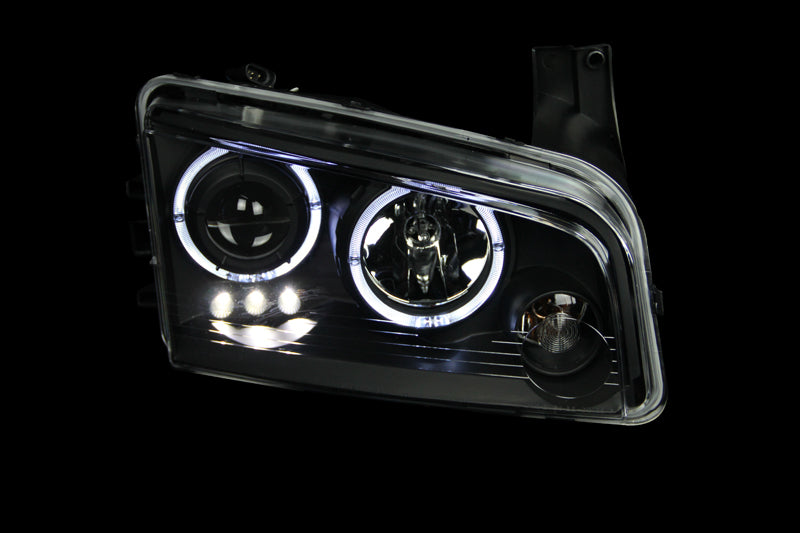 Phares de projecteur ANZO 2006-2010 Dodge Charger avec halo noir