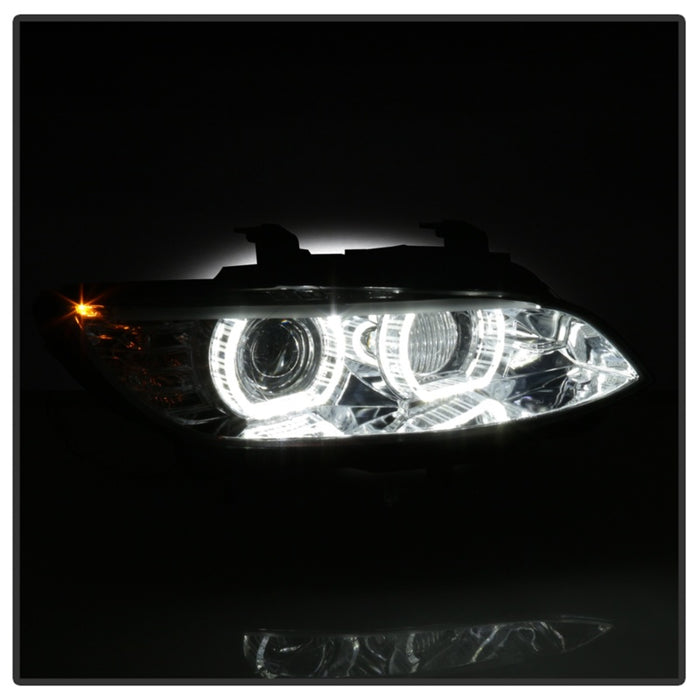 Phare Spyder 08-10 BMW F92 Série 3 Proj - Feux de route H3 DRL LED - Chrome - PRO-YD-BMWE9208-DRL-C