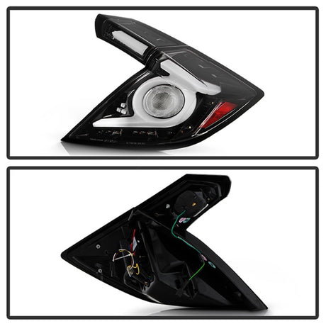 Feux arrière à LED Spyder 16-19 pour Honda Civic 5 portes à hayon - Chrome noir (ALT-YD-HC16HB-BC)