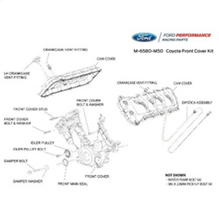 KIT de couvercle de distribution/avant et de couvercle de came Ford Racing 5.0L Coyote