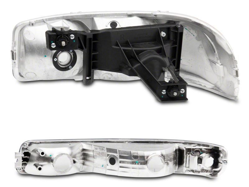 Phares en cristal OEM Raxiom 99-06 GMC Sierra 1500 Axial Series - Boîtier chromé (lentille transparente)