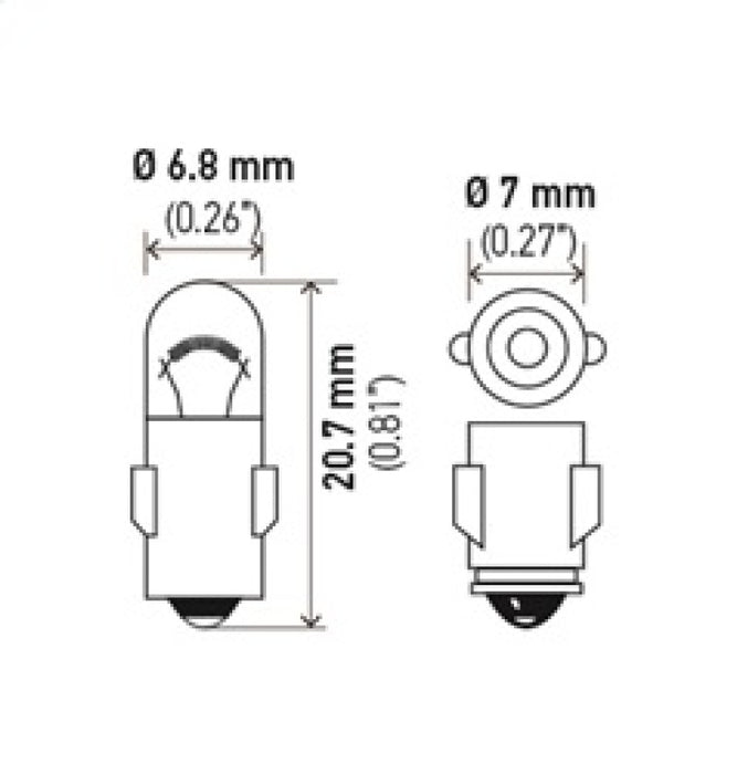 Ampoule halogène Hella 3898 12 V 2 W BA7s T2 (quantité minimum de commande 10)