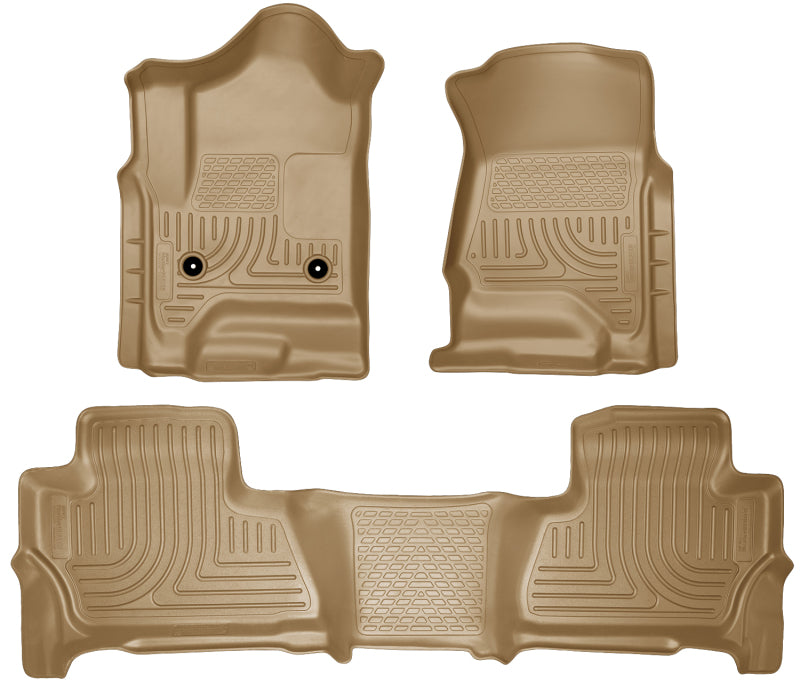 Revêtements de sol avant et 2e siège Husky Liners 2015 Chevy/GMC Suburban/Yukon XL WeatherBeater Combo Tan