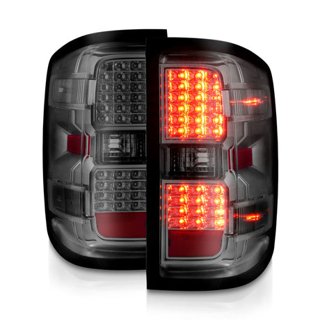 Feux arrière à LED ANZO 15-19 Chevy Silverado 2500HD/3500HD (halogène d'usine uniquement) fumés avec lentille transparente