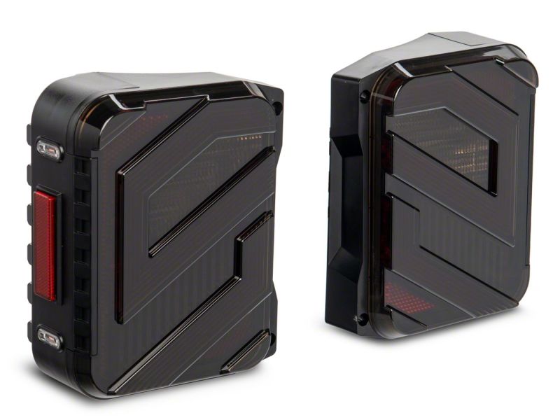 Feux arrière à LED Raxiom 07-18 Jeep Wrangler JK Axial Series Trident - Boîtier noir (lentille fumée)