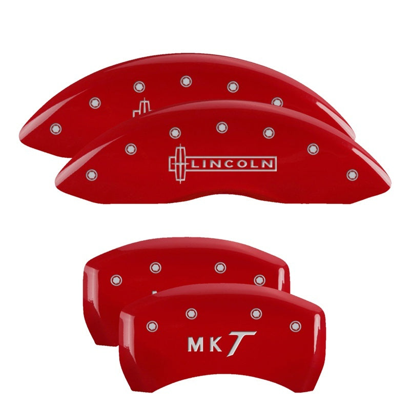 MGP 4 Caliper Covers Engraved Front Lincoln Engraved Rear Star logo Red finish silver ch