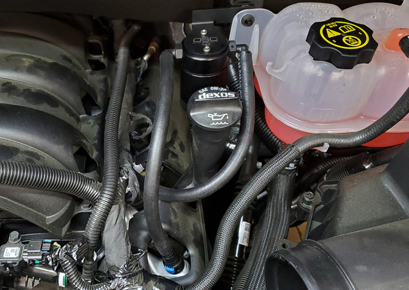 J&L 19-25 Chevrolet Silverado/GMC Sierra 1500 5.3L V8 Driver Side Oil Separator 3.0 - Black Anodized