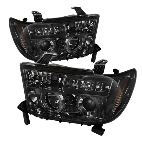 Phares de projecteur Spyder Toyota Tundra 07-13 LED Halo LED Smke PRO-YD-TTU07-HL-SM
