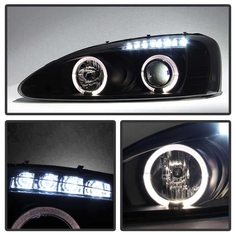 Phares de projecteur Spyder Pontiac Grand Prix 04-08 LED Halo LED Blk Smke PRO-YD-PGP04-HL-BSM