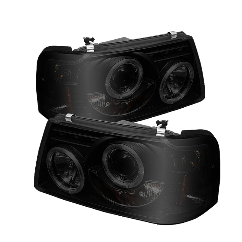 Phares de projecteur Spyder Ford Ranger 01-11 1PC LED Halo LED Blk Smke PRO-YD-FR01-1PC-HL-BSM