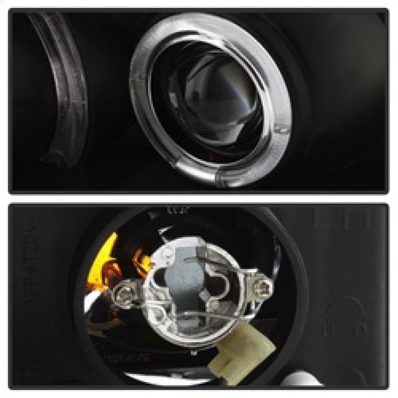 Phares de projecteur Spyder Honda Civic 06-08 2 portes LED Halo noir haut H1 bas H1 PRO-YD-HC06-2D-HL-BK