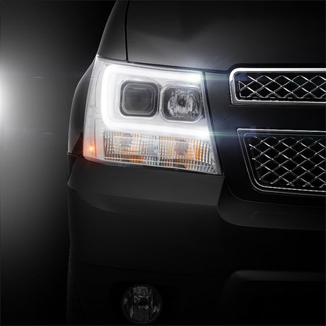 Phares de projecteur V2 pour Chevy Suburban/1500/2500/Tahoe Spyder 07-14 Chrome PRO-YD-CSUB07V2-DRL-C
