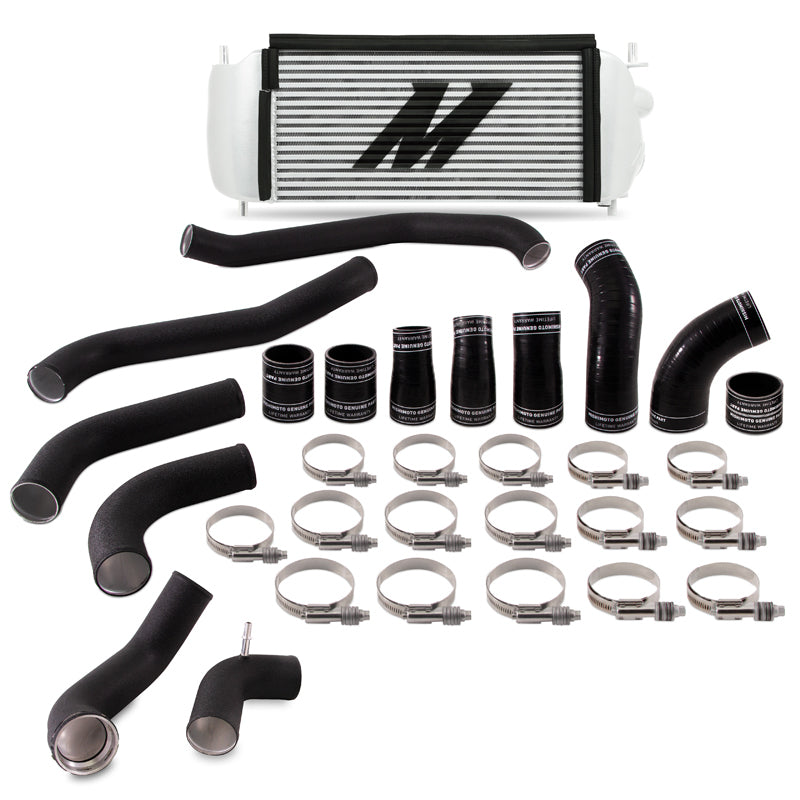 Kit de refroidisseur intermédiaire Mishimoto EcoBoost Performance pour Ford F150 3,5 L 2017+ - Refroidisseur argenté et tuyaux noirs