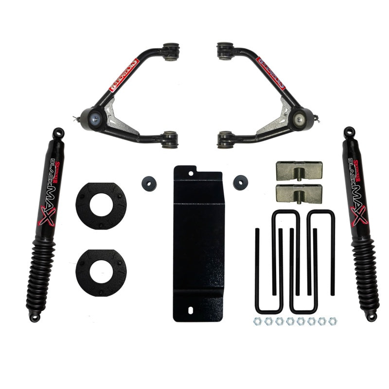 Skyjacker 14-16 GM 1500 4WD (avec UCA en aluminium ou en acier) Kit de levage UCA 3,5-4 pouces avec amortisseurs arrière noirs Max B8500
