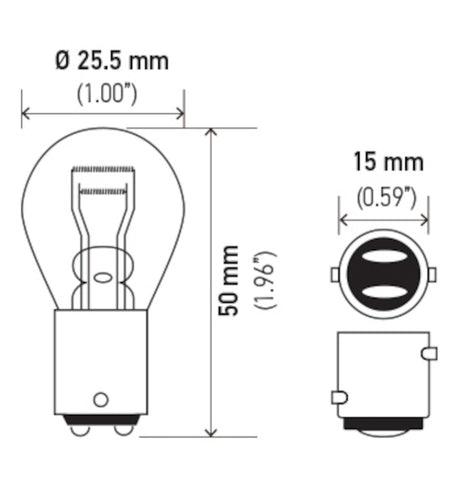 Ampoule Hella 1034 12V 23/8W BAY15D S8
