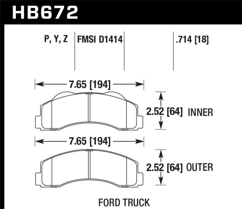 Plaquettes de frein avant en céramique hautes performances Hawk pour Ford Expedition/F-150 SVT Raptor/F-150 10-11