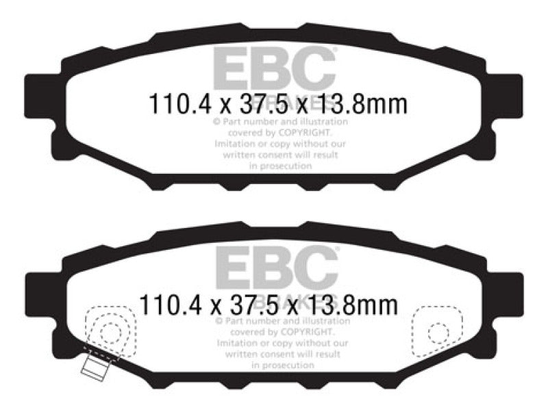 EBC 12+ Subaru BRZ 2.0 (solid rear rotors) Greenstuff Rear Brake Pads