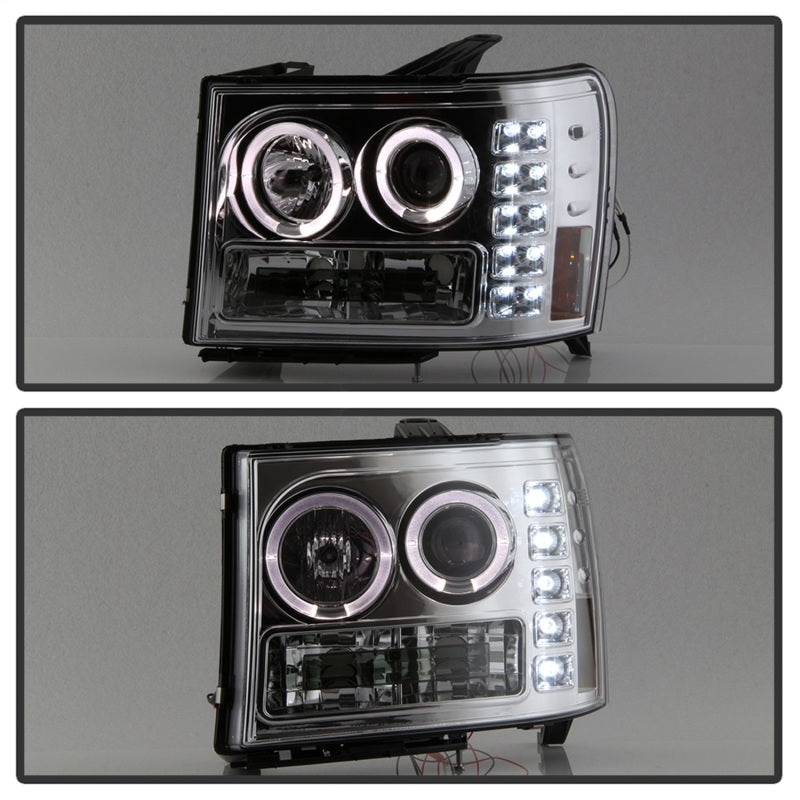 Phares de projecteur Spyder GMC Sierra 1500/2500/3500 07-13 LED Halo- LED Chrome PRO-YD-GS07-HL-C