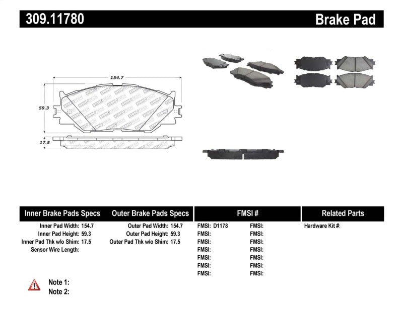 Plaquettes de frein avant StopTech Performance 06-10 Lexus IS250