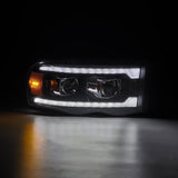AlphaRex 02-05 Dodge Ram 1500 PRO-Series Projector Headlights Plank Style Chrome w/Seq Signal