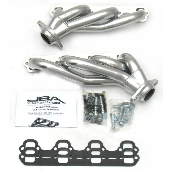 Collecteur d'échappement JBA 86-93 Ford Mustang 5.0L SBF 1-5/8 po primaire argent Ctd Cat4Ward