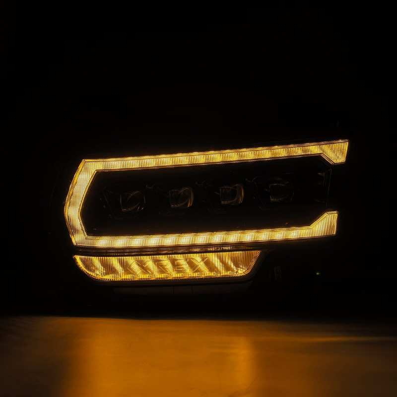 Phares à LED AlphaRex 19-21 Ram 2500 NOVA de style planche Alpha Blk avec éclairage actif/signal séquentiel/DRL