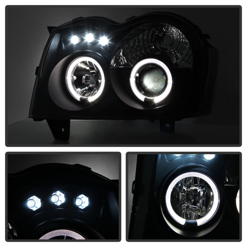 Phares de projecteur Spyder Jeep Grand Cherokee 05-07 LED Halo LED Blk Smke PRO-YD-JGC05-HL-BSM