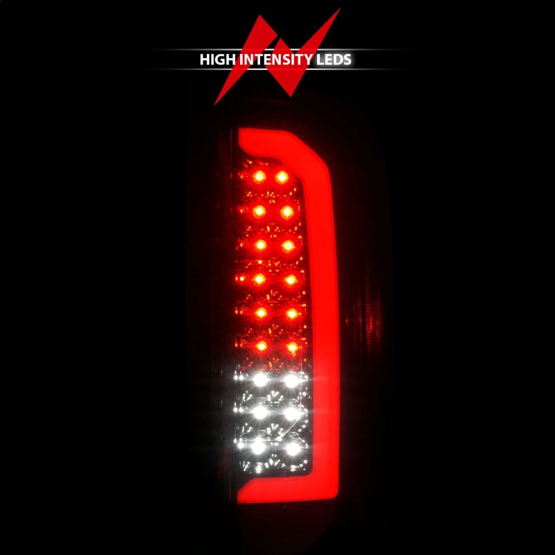 Feux arrière à LED ANZO 15-21 GMC Canyon avec barre lumineuse rouge, boîtier noir, lentille fumée