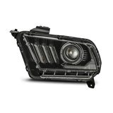 Phares de projecteur AlphaRex 10-12 Ford Mustang PRO-Series de style planche, noir de jais avec feux de jour supérieurs/inférieurs