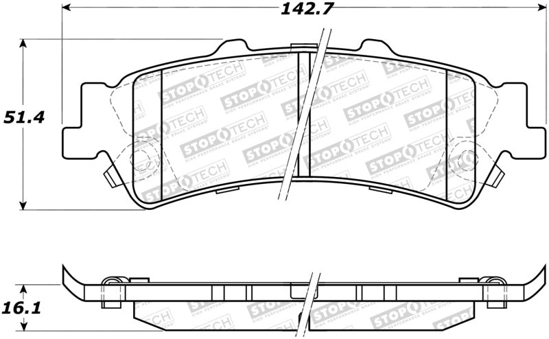 Plaquettes de frein sport StopTech avec cales et matériel - arrière