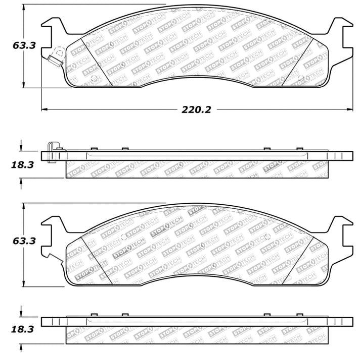 Plaquettes de frein sport StopTech avec cales et matériel - Avant