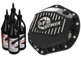 Couvercle de différentiel arrière aFe Pro Series noir avec ailettes usinées et huile pour engrenages 01-18 GM Diesel Trucks V8-6.6L (td)