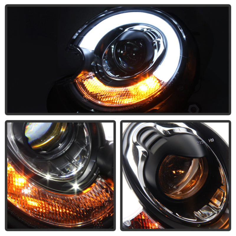 Phares de projecteur Spyder Mini Cooper 2010-2012 Modèle Xénon/HID - DRL Blk PRO-YD-MC07-HID-DRL-BK
