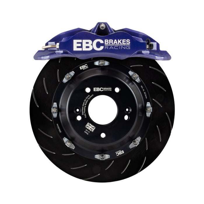 Kit de gros freins avant EBC Racing 11-18 Ford Focus ST (Mk3) Blue Apollo-4 avec étriers et rotors de 355 mm