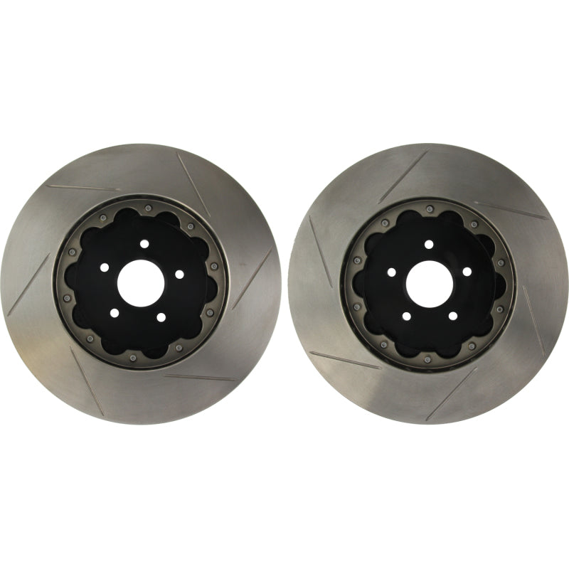 StopTech 09-11 Nissan GT-R Front Slotted Bare Iron 380x34mm AeroRotor Kit Pair