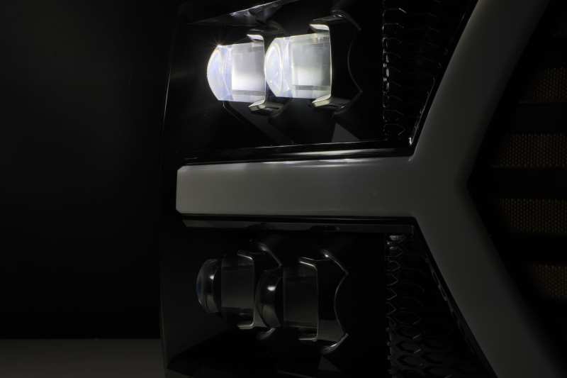 Phare de projet à LED NOVA AlphaRex 07-13 Chevy 1500HD (nouvelle carrosserie) de style Plank Glos Blk avec Activ Lite/Seq Sig