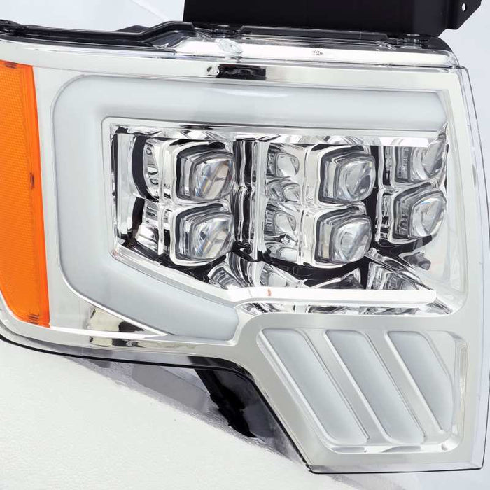 Phares de projecteur à LED AlphaRex 09-14 Ford F-150 NOVA style planche chromé avec lumière active/signal Seq