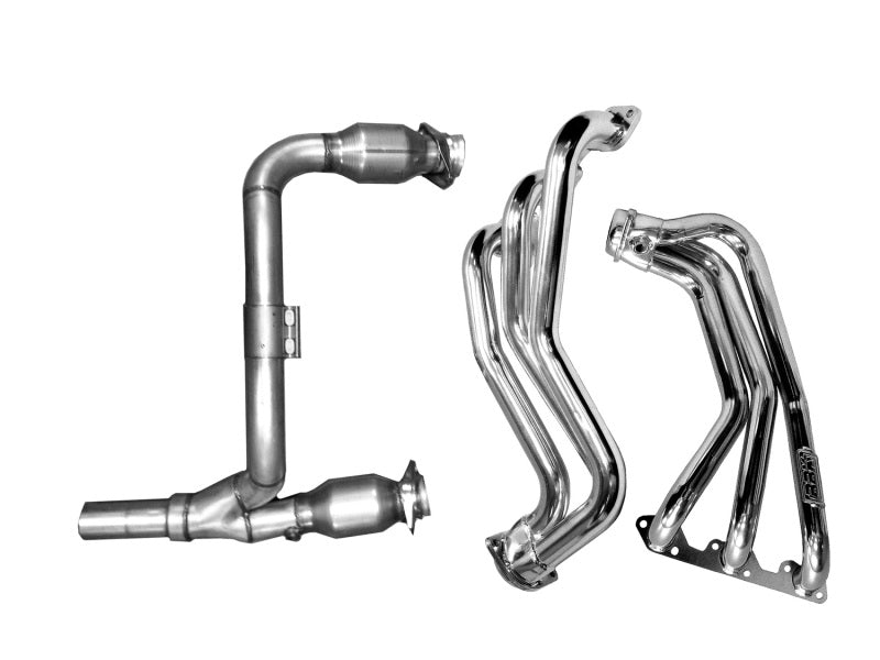 BBK 07-11 Jeep 3.8 V6 Long Tube Exhaust Headers And Y Pipe And Converters - 1-5/8 Silver Ceramic