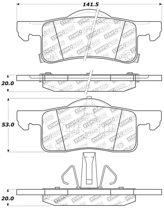 Plaquettes de frein sport StopTech avec cales et matériel - Avant