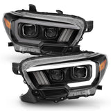 Phares de projecteur ANZO 2016-2017 Toyota Tacoma avec interrupteur de style planche noir avec ambre avec DRL