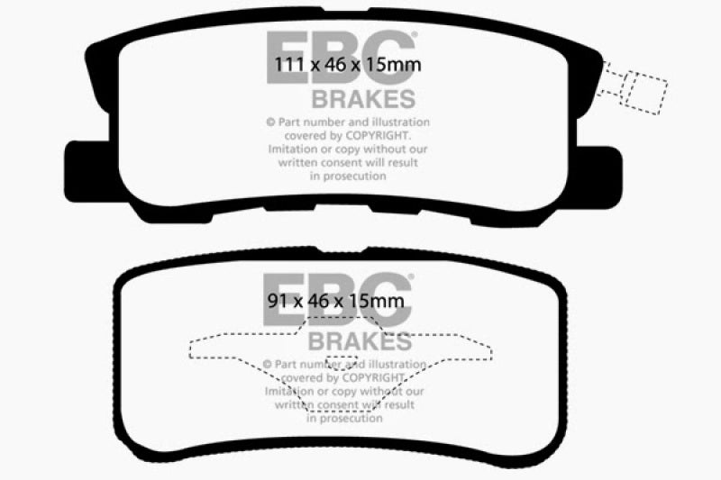 Plaquettes de frein arrière EBC 11-14 Chrysler 200 3.6 Yellowstuff