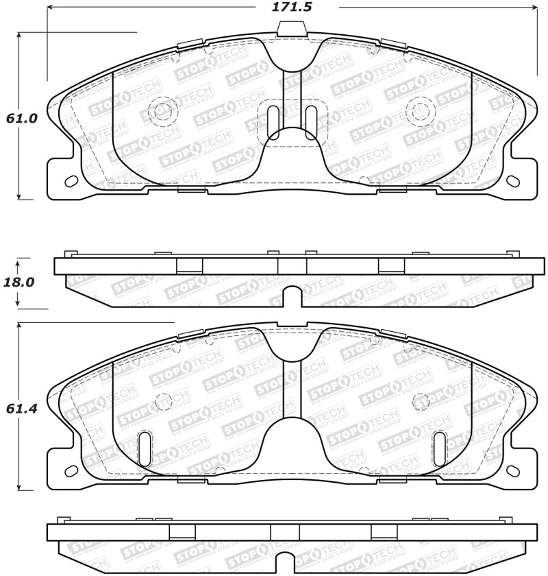 Plaquettes de frein sport StopTech avec cales et matériel - arrière