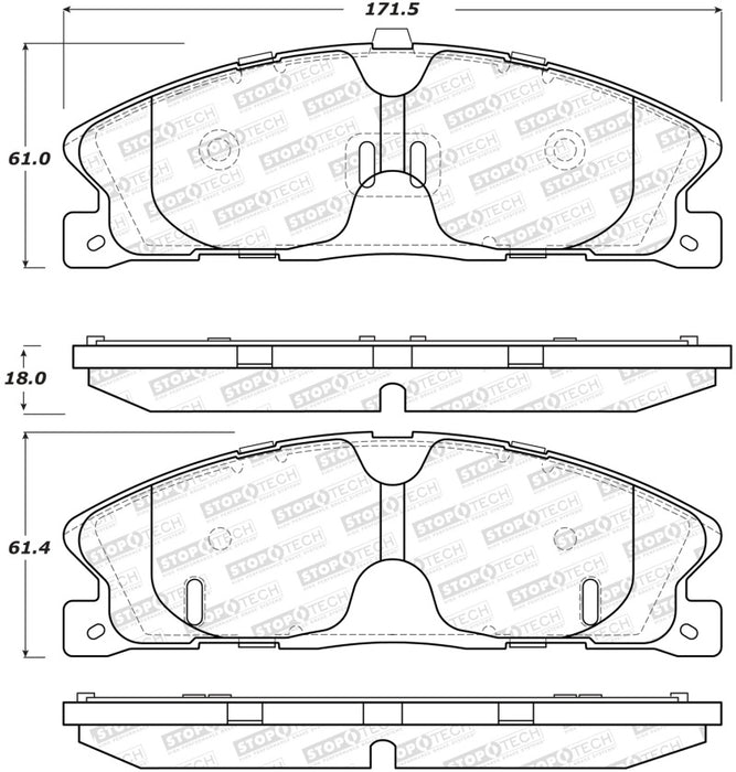 Plaquettes de frein sport StopTech avec cales et matériel - arrière